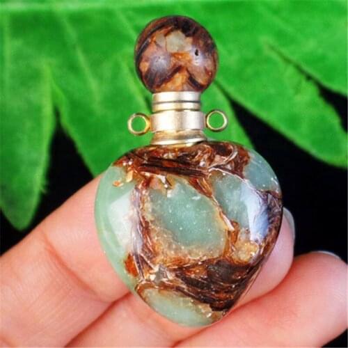 2pcs Interesting Snake Jaspers heart shaped Pendant Oil Diffuser perfume bottle pendants charm for jewelry making healing gifts