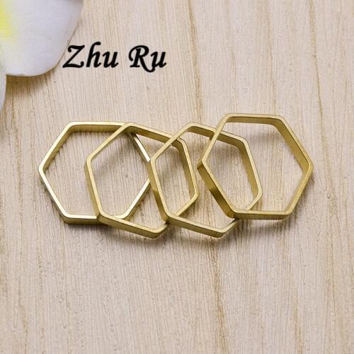 ZHU RU 20pcs hexagon stars Screw honeycomb crystal benzene ring shape Charm Pendants Fashion Jewelry Making Findings DIY Handmad