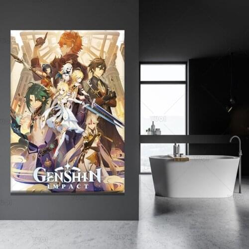 Game Genshin Impa Poster Canvas Comics Vintage Printed Painting Home Decor For Wall Art Living Study Child Room Bedroom