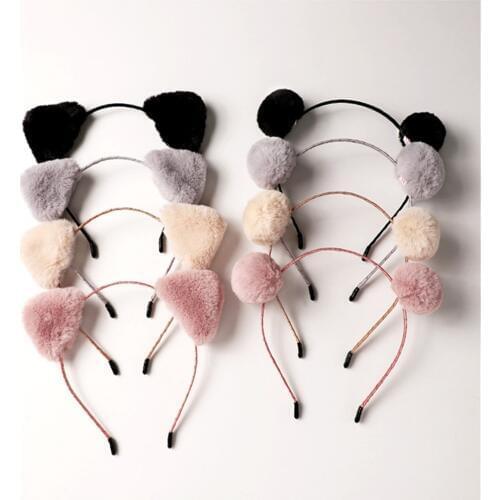 Korean Plush Headband Cute Sweet Japanese Girl Heart Cat Ear Headband Net Red Face Wash Hairpin Hair Accessories 2021 Wholesale