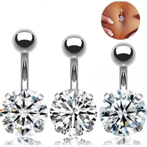50PCS 14g Surgical Steel CZ Gems Navel Belly Button Navel Piercing Jewelry Short Bar 6mm 8mm 10mm