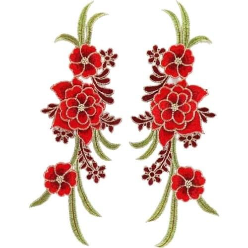 Sale!!! Red Rose Embroidered Sewing On Patch Flower Iron On Patch Stickers For Clothes Badge Sewing Fabric Applique Supplies