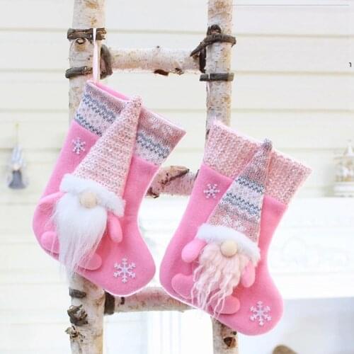 Christmas Gift Socks Santa Claus Stockings Xmas Tree Hanging Candy Bag Bolsa de regalo de navidad 2021 New Year Decoration
