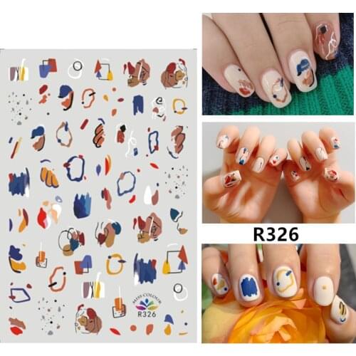 Self-adhesive 3D Stickers for Nails Abstract Graffiti Nail Art Decorations Small Size Fashion Stickers Women Girl Nail Foil