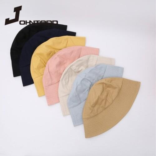 2021 New Summer Men Women Solid Color Dome Bucket Hat Breathable Beach Sun Hat Street Headwear Outdoor Fisherman Cap Foldable