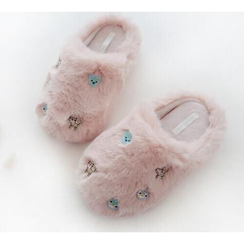 Rabbit velvet cute penguin warm home winter slippers thick rubber-soled cotton slippers Warm slippers women shoes slippers
