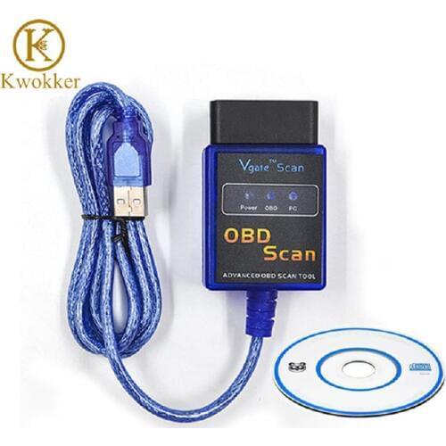 KWOKKER Vgate Scan USB ELM327 OBD2 OBD 2 Scan USB Interface Cable Car ECU Diagnostic Tool Scanner Car Code Readers & Scan Tools