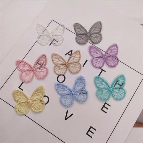 Embroidered mesh butterfly cloth patches Appliques for Clothes Sewing Supplies DIY Hair Clip Accessories 20pcs 4.5*3.5cm