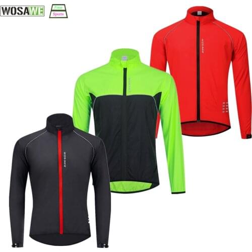 WOSAWE Ultralight Reflective Mens Cycling Jacket Long Waterproof Windproof Road Mountain Bike MTB Jackets Bicycle Windbreaker