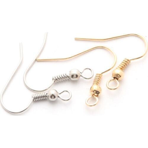 200pcs/lot Iron Ear Hook Wire Clasp With Bead Charms Earring Hooks Wires Fit DIY Jewelry Making Findings