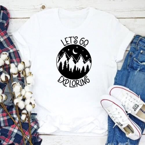 Lets Go Exploring T-shirt Funny Unisex Adventure Camping Tshirt Casual Women Short Sleeve Graphic Hiking Outdoor Tee Shirt Top
