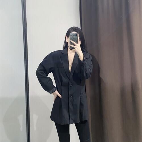 Spring And Autumn Womens European And American Loose Sleeves Fashion Suit Jacket Back Folding Waist New