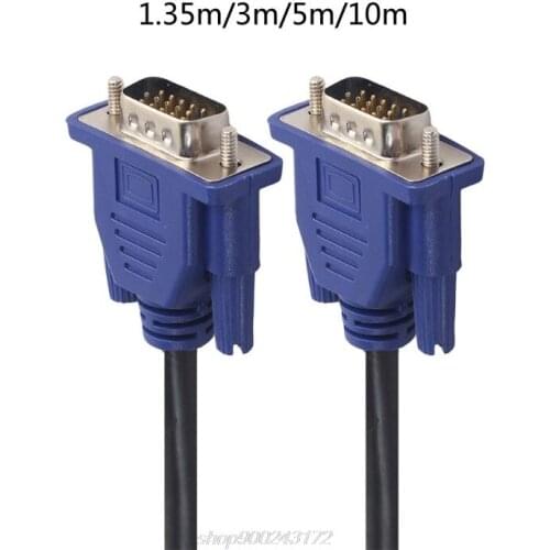 1.5/3/5/10m VGA 15 Pin Male To Male Extension Cable For Laptop PC Projector M22 21 Dropship