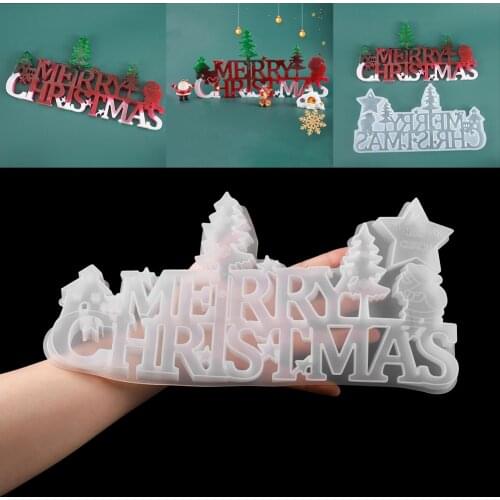 1pcs 2020 Crystal Epoxy Resin Mold Christmas Santa Letters Listing Decoration Silicone Mold For DIY Casting Resin Mold Tools