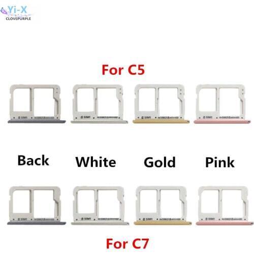 100pcs/lot New Sim Tray Holder For Samsung Galaxy C5 C5000 C7 C7000 SIM Card Reader Tray Holder Slot Replacement