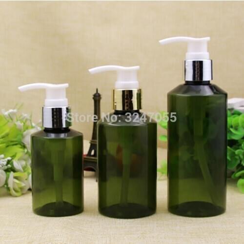 100ml150ml200ml Plastic Oliver Green Portable Travel Makeup Emulsion Container, Dark Green Cosmetic Lotion Pump Bottle
