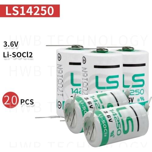 20pcs/lot New Original SAFT LS 14250 LS14250 1/2 AA 1/2AA 3.6V 1250mAh PLC Lithium Battery With Pins Free Shipping