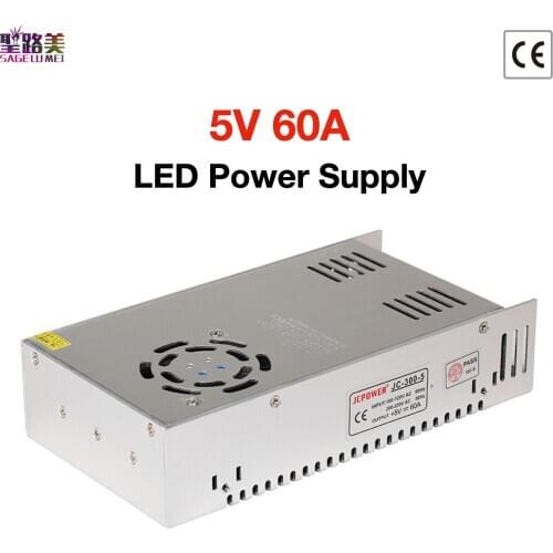 5V 60A LED Power Supply Lighting Transformer Output DC 5V 60A 300W Switch for WS2812B WS2801 APA102 8806 LED Strip