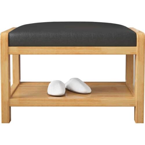 Household multi colors leather bench chair high quality solid wood low stool door entrance shoe rack