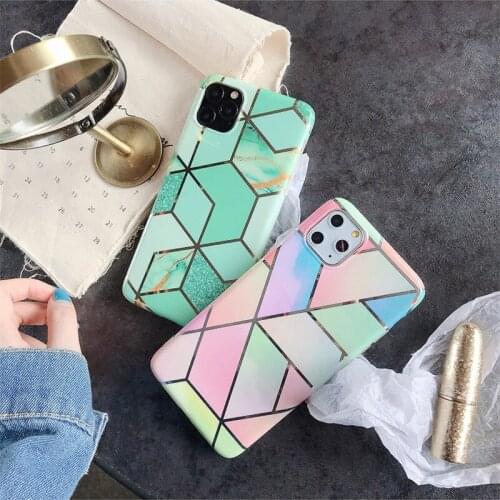 Electroplating Shiny Phone Case for iPhone 12 Pro Marble Case iPhone XS Stylish Case for iPhone 7 8 Plus 6 6s 11 Plus X XR XSMax