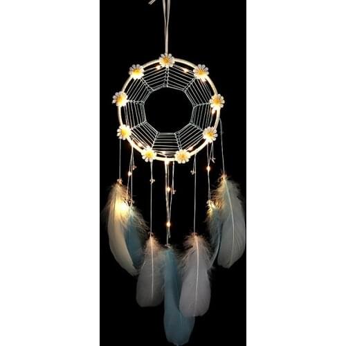Flower Led Light Feather Leds Lights Fashion Blue Pendant Romantic Indoor Girl Bedroom Creative Window Decors Holiday Guirlande