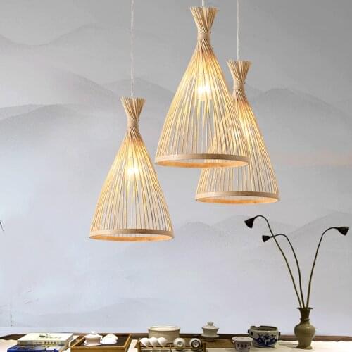 Wood Pendant Light Modern Bamboo Dinner Light Loft E27 Nordic Hanging Lamp Kitchen Pendant Lamp Bedroom Dining Room Light