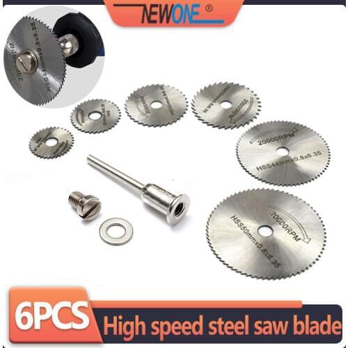 6 Saw Blade +1pc Pole Hss High-speed-steel Circular Rotary Blade Wheel Discs Mandrel For Metal Dremel Tools Wood Cutting Saw