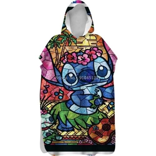 Disney Kids Cloak Bathrobes Cartoon Lilo Stitch Baby Bath Robe Hooded Towel Blanket For Children Robes Pajamas Home textiles