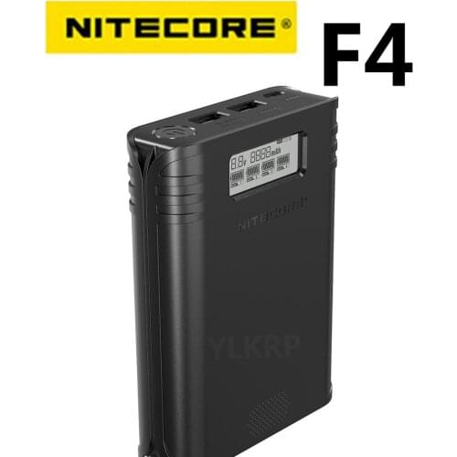 Gold Winner 2019 ISPO Award NITECORE F4 2 in 1 Four-slot Flexible Power Bank & Battery Charger with LCD Display