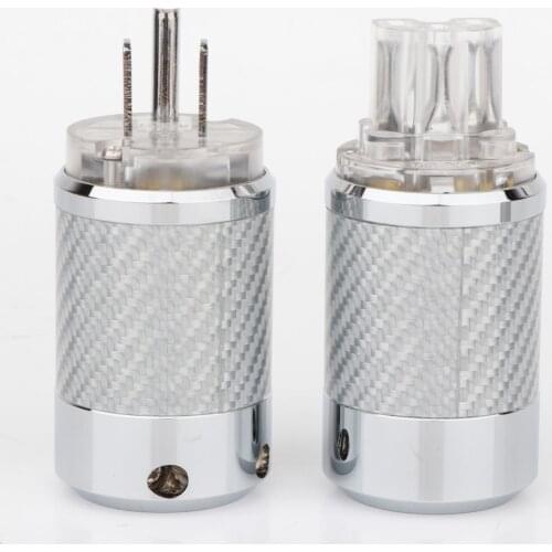 Hi-End Rhodium Plated Carbon Fiber US Mains Power Connector IEC Female Plug hifi audio power plug