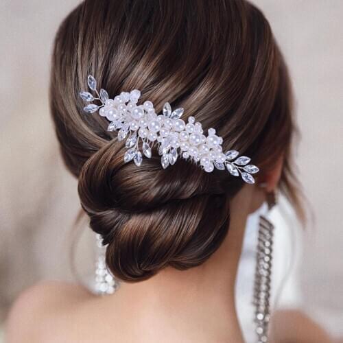 ZMHP13 Charming Headwear Rhinestone Hair Comb Wedding Hair Jewelry Bridesmaids Accessories Pearls Trendy Hair Clip