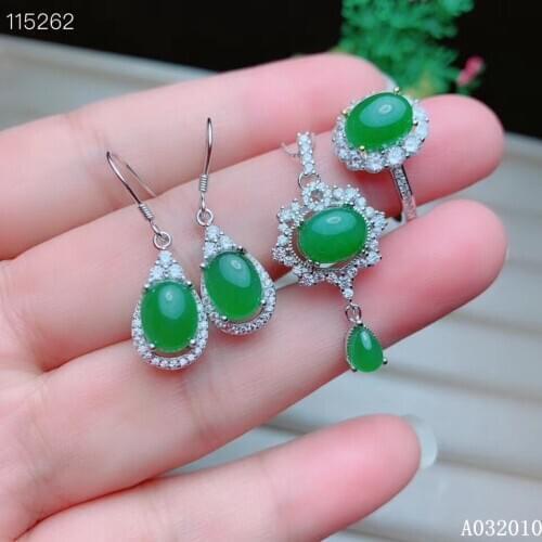 KJJEAXCMY fine jewelry 925 sterling silver inlaid natural Jasper earrings ring pendant exquisite girl suit support test