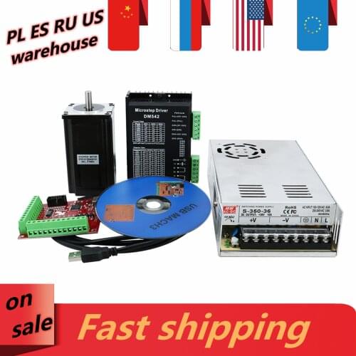 1 axis 2.5Nm stepper motor kit include 1 pcs engine + 1 pcs TB6600 / DM542 driver + 1 pcs power supply + 1 pcs mach3 controller