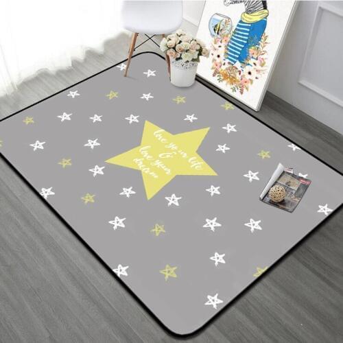 Nordic Style Living Room Carpet Yellow Red Blue Star Printed Indoor Rugs Anti-Slip Bathroom Floor Mat Children Playing Soft Rug