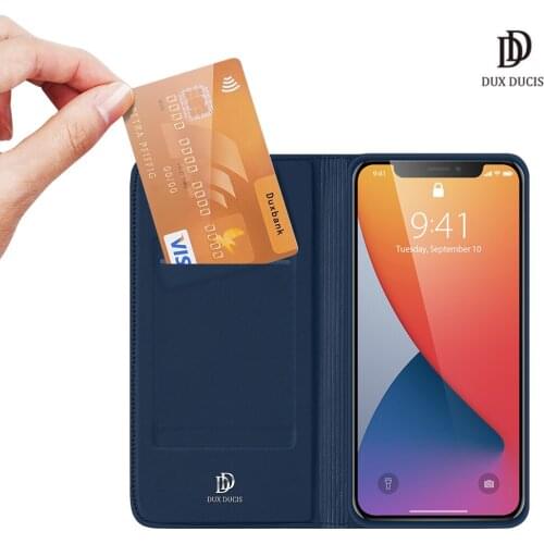 For iPhone 12/12 Pro (6.1") DUX DUCIS Skin Pro Series Leather Wallet Flip Case Full Protection Steady Stand Magnetic Closure