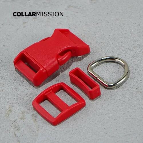 Colorful(plastic buckle+Tri-Glid+square keeper+D ring) DIY dog collar red 25mm webbing sewing accessory premium quality