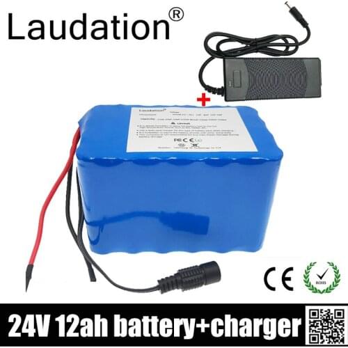 Laudation 24V 12ah Lithium Battery 18650 Pack 25.2V 12800Mah For 250W 350W Motor Electric Bicycle With 15A BMS And 2A Charger