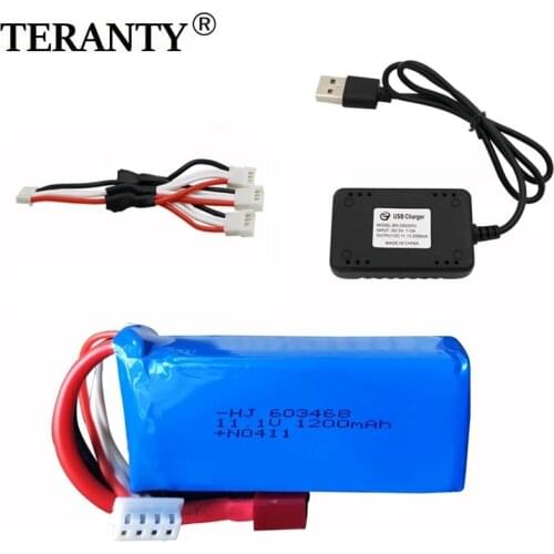 11.1V 1200MAH 603468 lithium battery+charger with T plug for WLtoys WL915 High Speed RC F1 Racing Boat