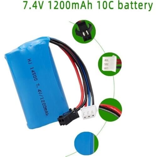 7.4V 1200mAh Li-ion battery 14500 SM/JST for Electric Toys water bullet gun toys 7.4V Rechargeable Battery for Vehicles RC toy