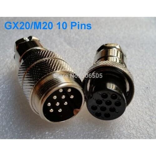 M20 GX20 10Pins 20mm Male and Female Butt joint Connector kit GX20 Socket+Plug Aviation plug interface 2set/lot