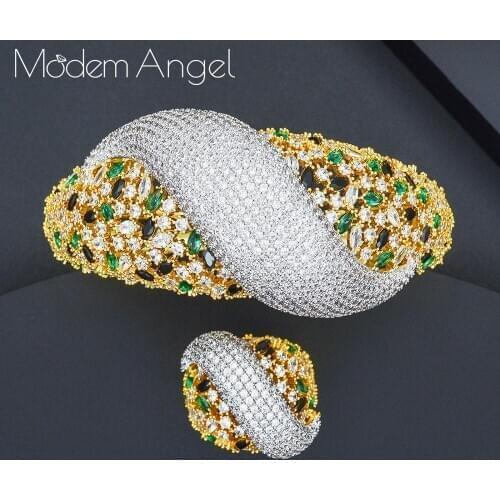 ModemAngel Multicolour African Bangle Ring Sets Fashion Dubai Bridal Jewelry Sets For Women Wedding brincos para as mulheres
