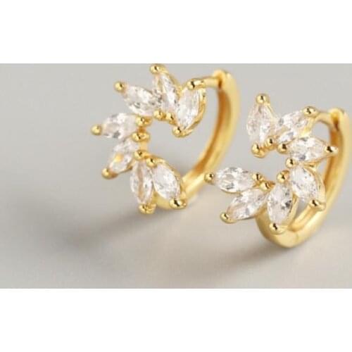 Fashion Women Rhinestone Inlaid Flower Hoop Huggie Earrings Party Jewelry Simple Earrings Wedding Jewelry Trendy Accessories