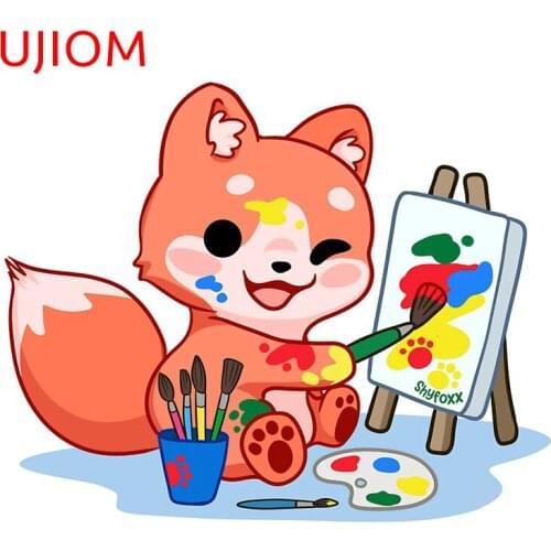 UJIOM Cute Fox Drawing Wall Stickers Bathroom Kitchen Childrens Bedroom Decor Wall Decal Waterproof Computer Decor Poster