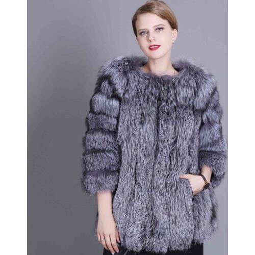 2018 new foreign trade genuine fur fox fur coat waistcoat vertical strip quick sell a substitute factory straight