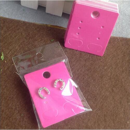 2019 New Fashion Earring tag Card Hot Pink Earring Card 50X40MM Custom Logo cost extra 1lot =50 pcs earring card +50 opp bags