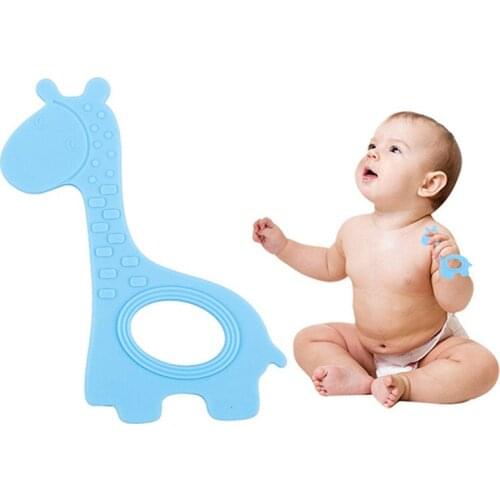 New Baby Infant Teethers Cute Creative Giraffe Teether Soft Silicone DIY Kid Giraffe Shape Craft Handmade Chewing Ring Toy