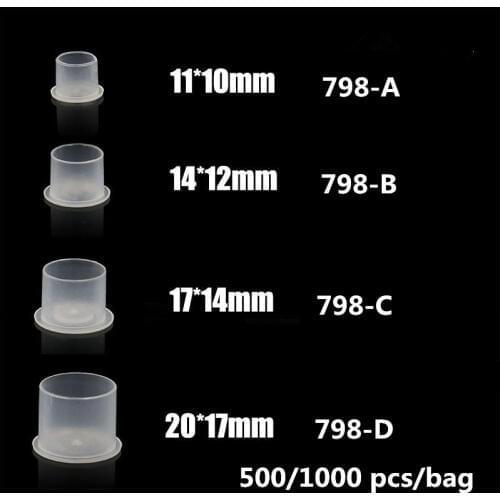Disposable EZ Tattoo & Permanent Makeup Pigment Ink Caps Cup with No-Split Stable Base Pack of 500/1000 Pieces