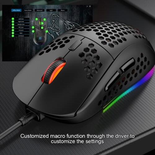 Professional 6400DPI Gaming Mouse USB Wired RGB Light Gamers Mouse DPI Portable 7 Buttons Hollow Computer Mice Accessories