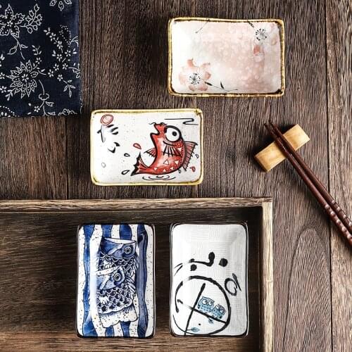 Japanese Style Rectangular Ceramic Plate Ceramic Sushi Snack Plate Home Kitchen Tableware Seasoning Saucer Sauce Snack Plate