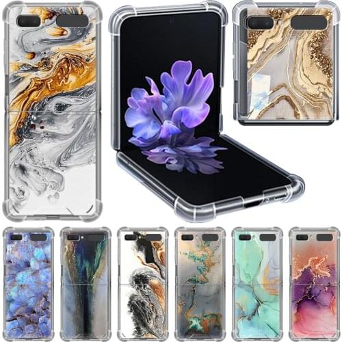 Luxury Marble Phone Case for Samsung Z Flip 3 Clear Airbag Slim Protective Box Funda for Galaxy Z Flip 3 5G Cover Coque Shell